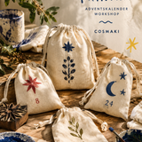 BLOCKDRUCK - Adventskalender-Tütchen naturgefärbt